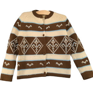 Joyce Women's Button Front Cardigan Knit Sweater Multi 40 Striped Vintage